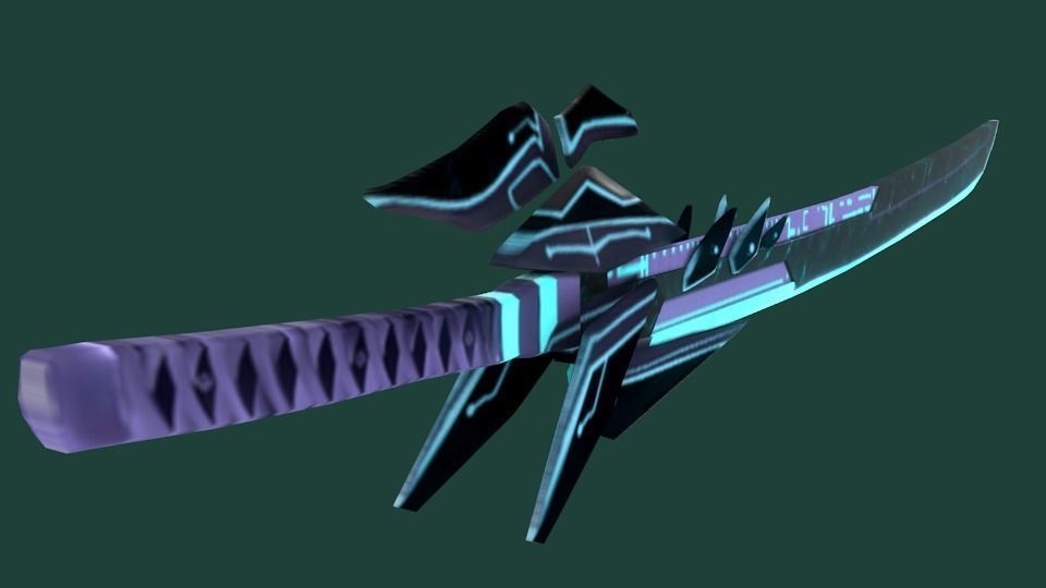 Futuristic SciFi Samurai Sword 1 Low-poly 3D model_2