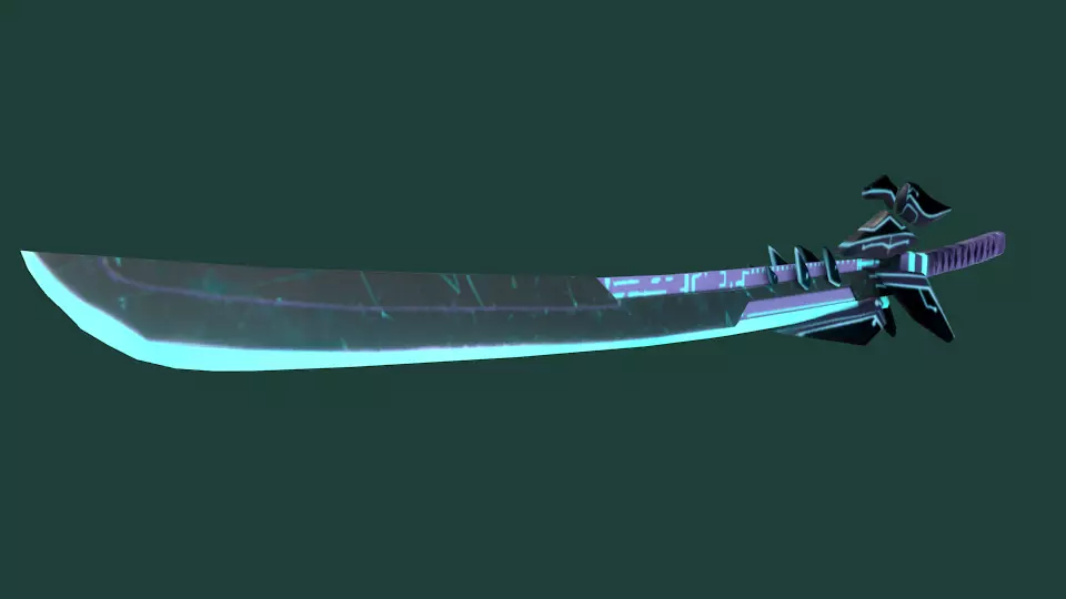 Futuristic SciFi Samurai Sword 1 Low-poly 3D model_0