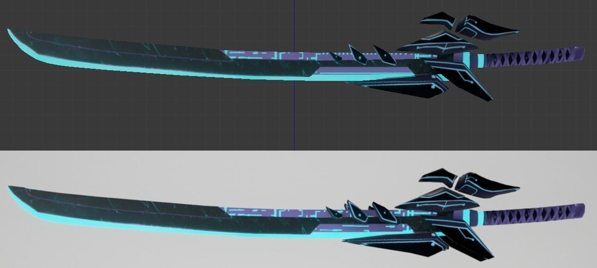 Futuristic SciFi Samurai Sword 1 Low-poly 3D model_5