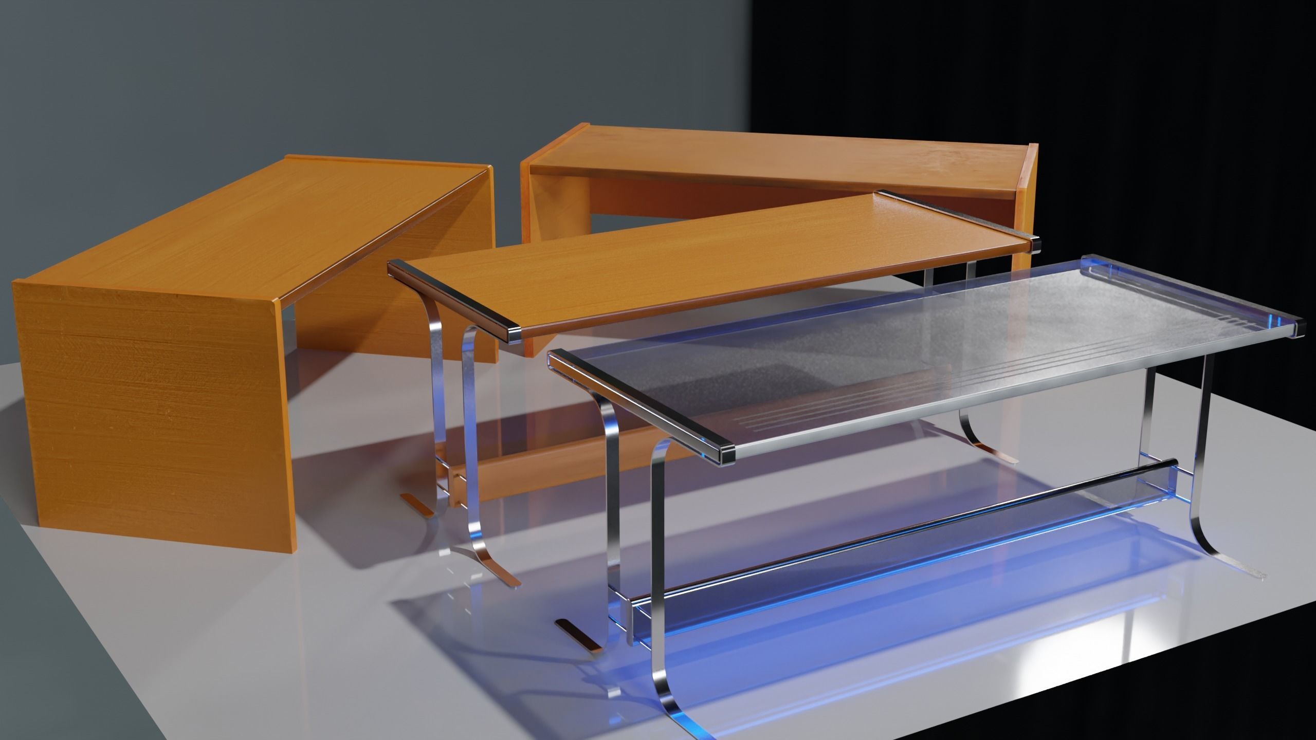 Desk in 4 styles 3D Model PBR 4K Low-poly 3D model_17