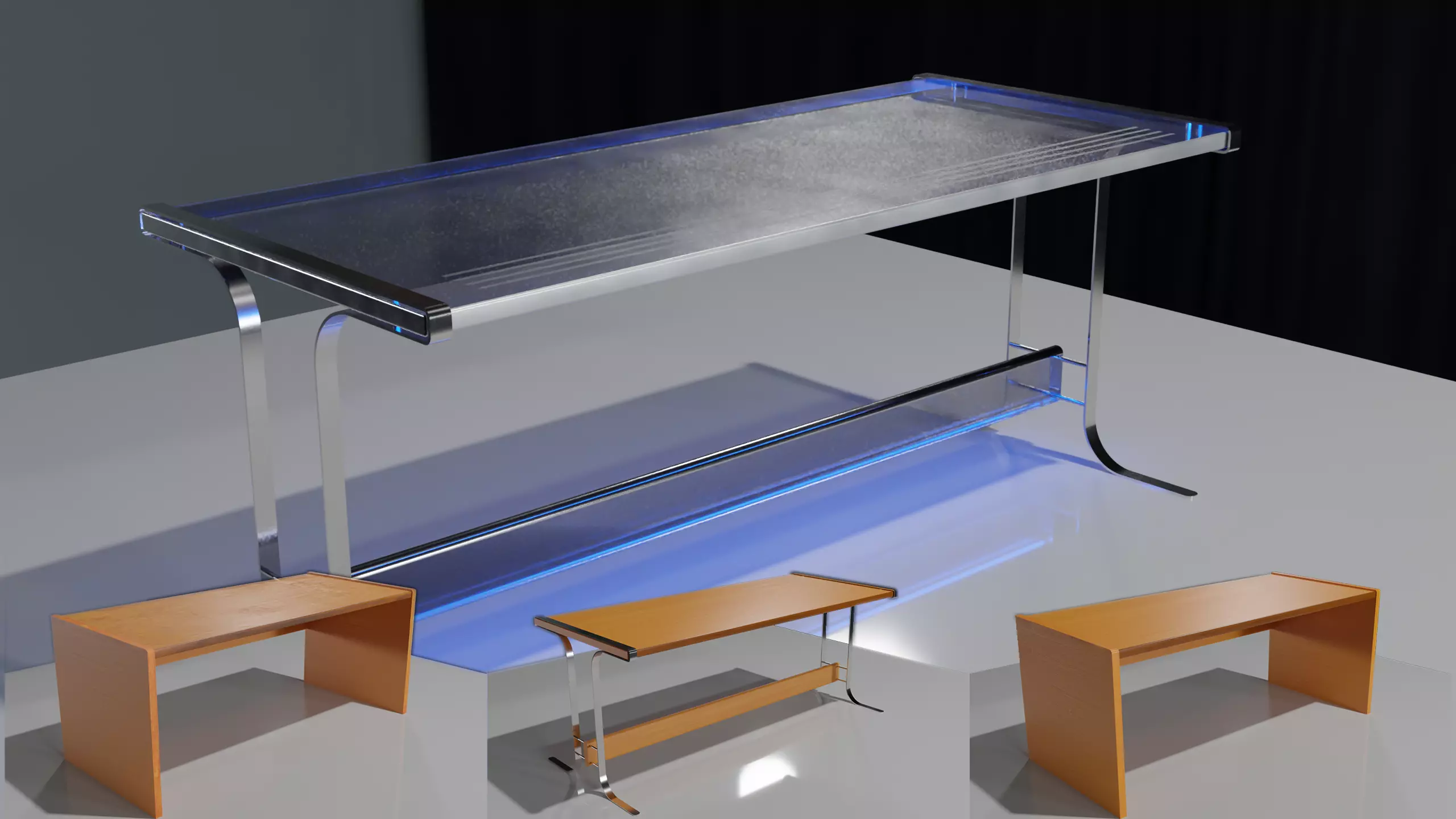 Desk in 4 styles 3D Model PBR 4K Low-poly 3D model_0