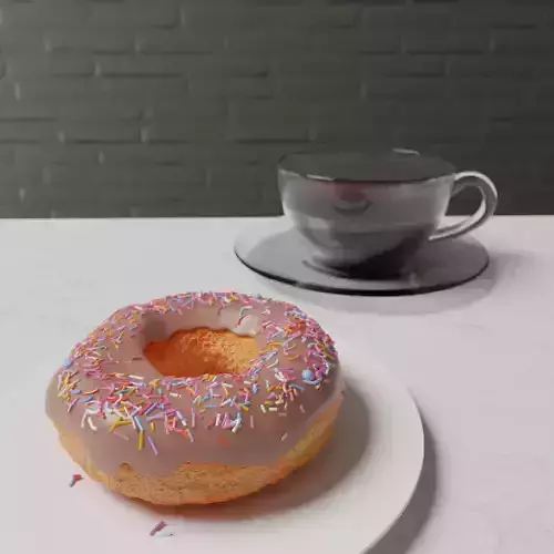 donuts and coffee Free 3D model
