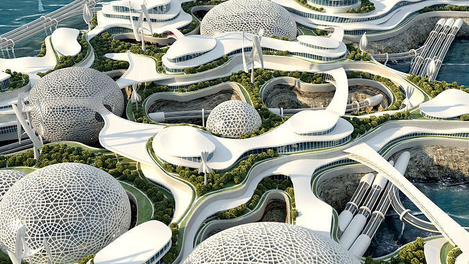 Future City architecture Eco energy 3D model 4