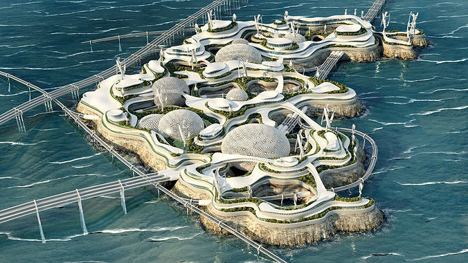 Future City architecture Eco energy 3D model 5