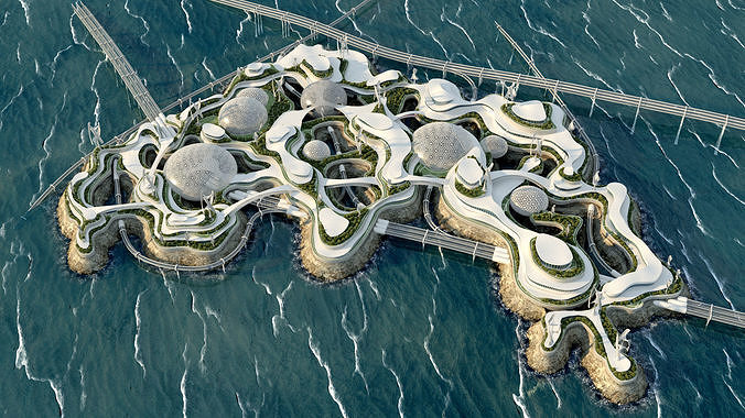 Future City architecture Eco energy 3D model 3