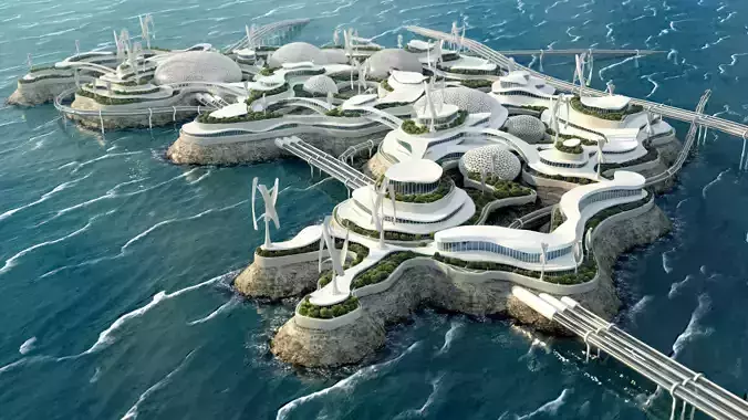 Future City architecture Eco energy 3D model