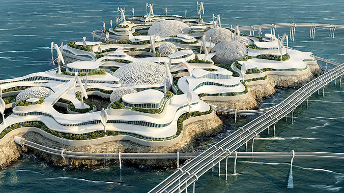 Future City architecture Eco energy 3D model 6