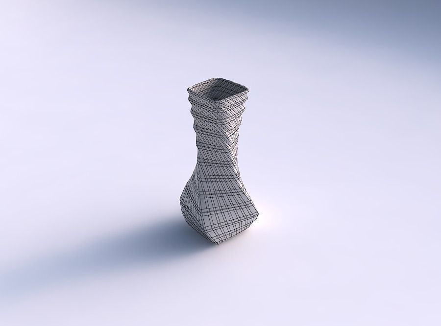 Vase twisted larger opening quadratic with horizontal dents a... 3D print model_5
