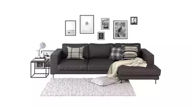 Living D - Soft Monochrome Low-poly 3D model