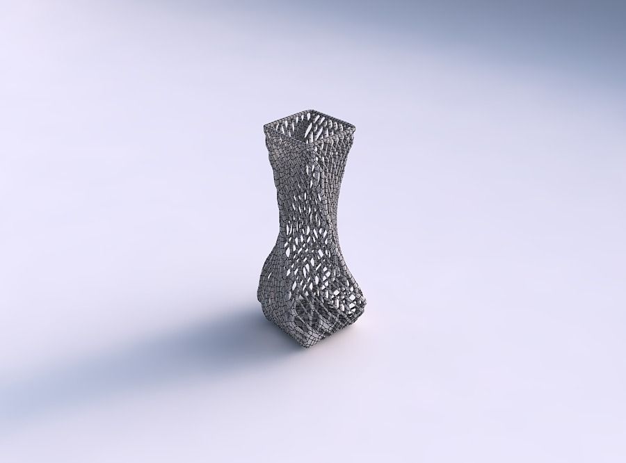 Vase twisted larger opening quadratic with lattice tiles 3D print model_5