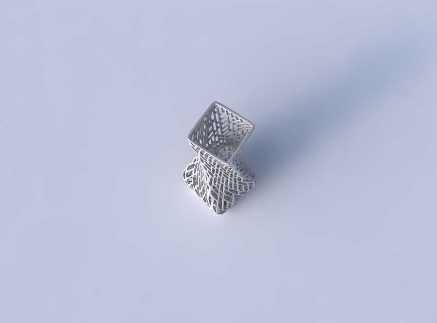 Vase twisted larger opening quadratic with lattice tiles 3D print model_2