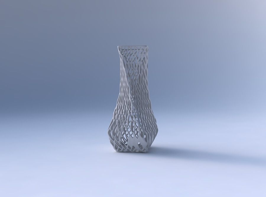 Vase twisted larger opening quadratic with lattice tiles 3D print model_4