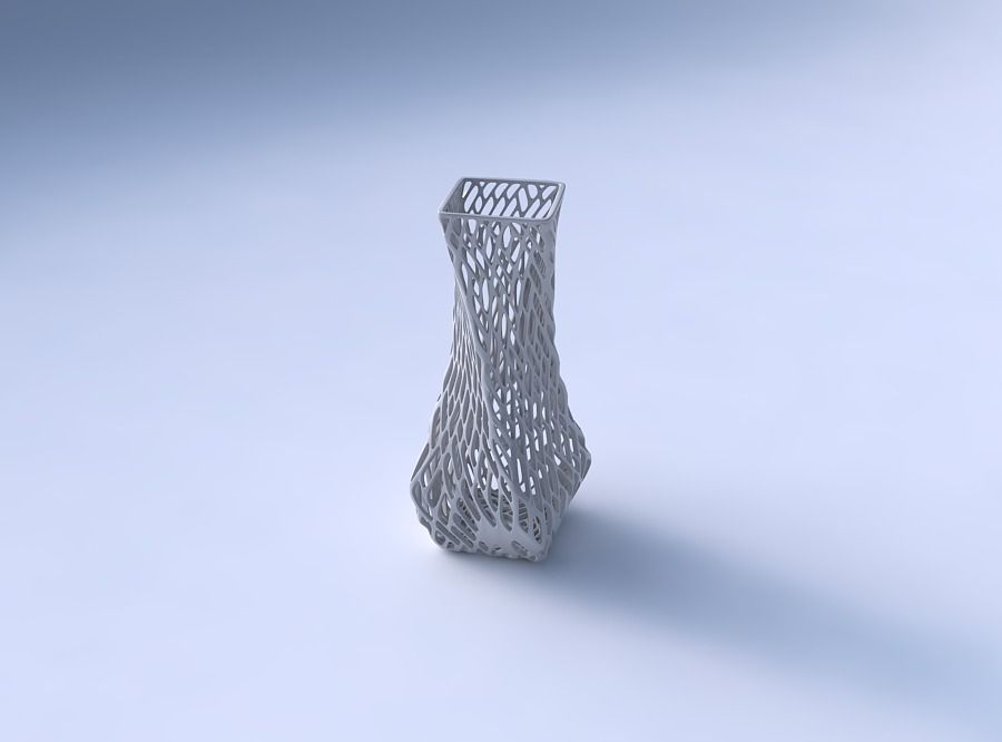 Vase twisted larger opening quadratic with lattice tiles 3D print model_3