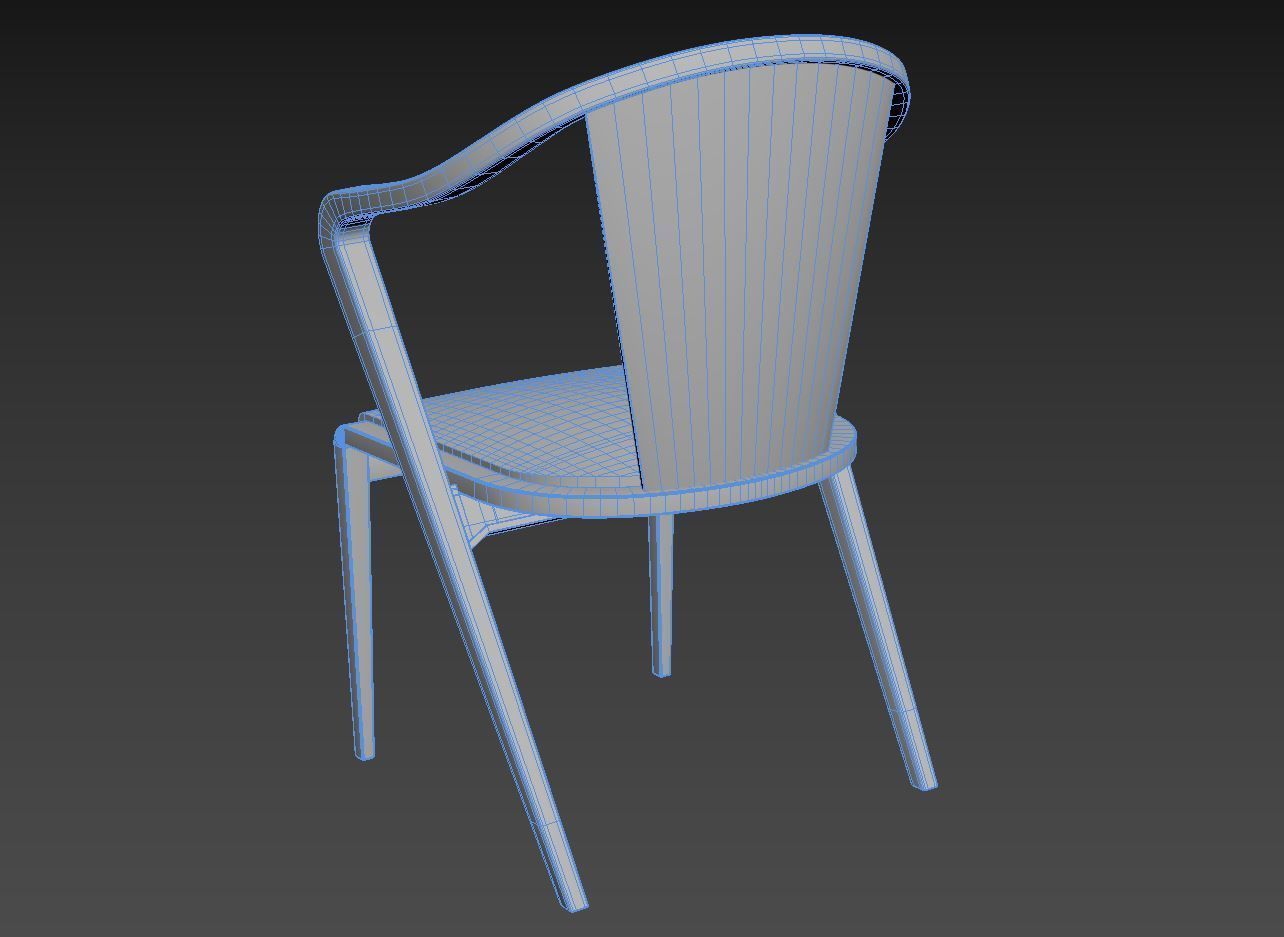 Wooden Arm Chair 3D model_3