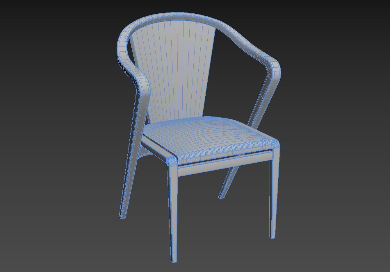 Wooden Arm Chair 3D model_2