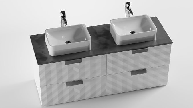 Bathroom Vanity with Sink and Faucet 3D model