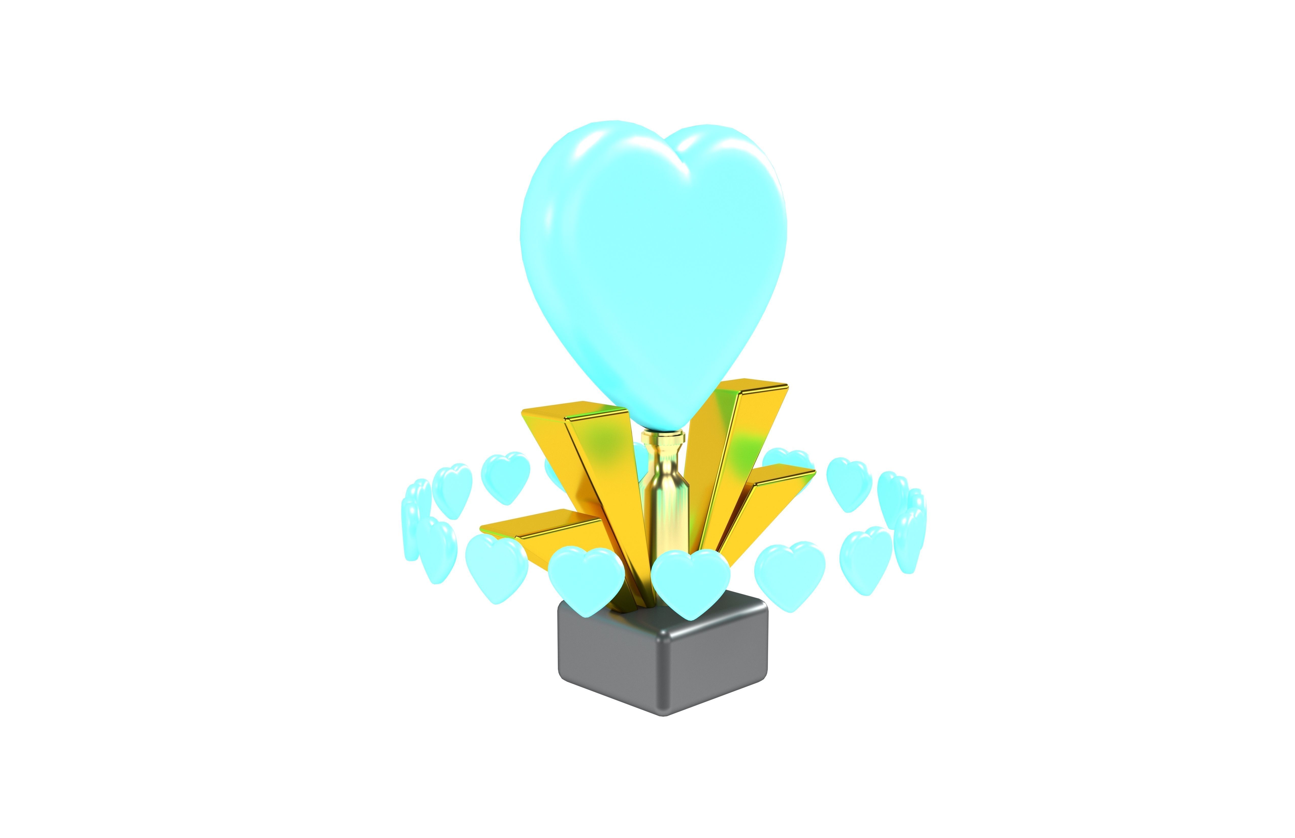 Heart Trophy v1 007 3D model_4