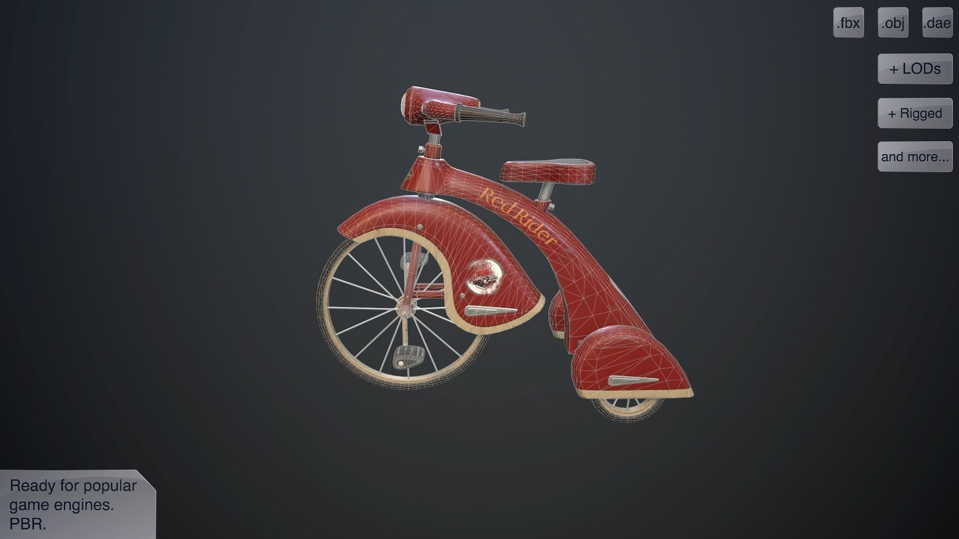 Children bicycle Low-poly 3D model_3