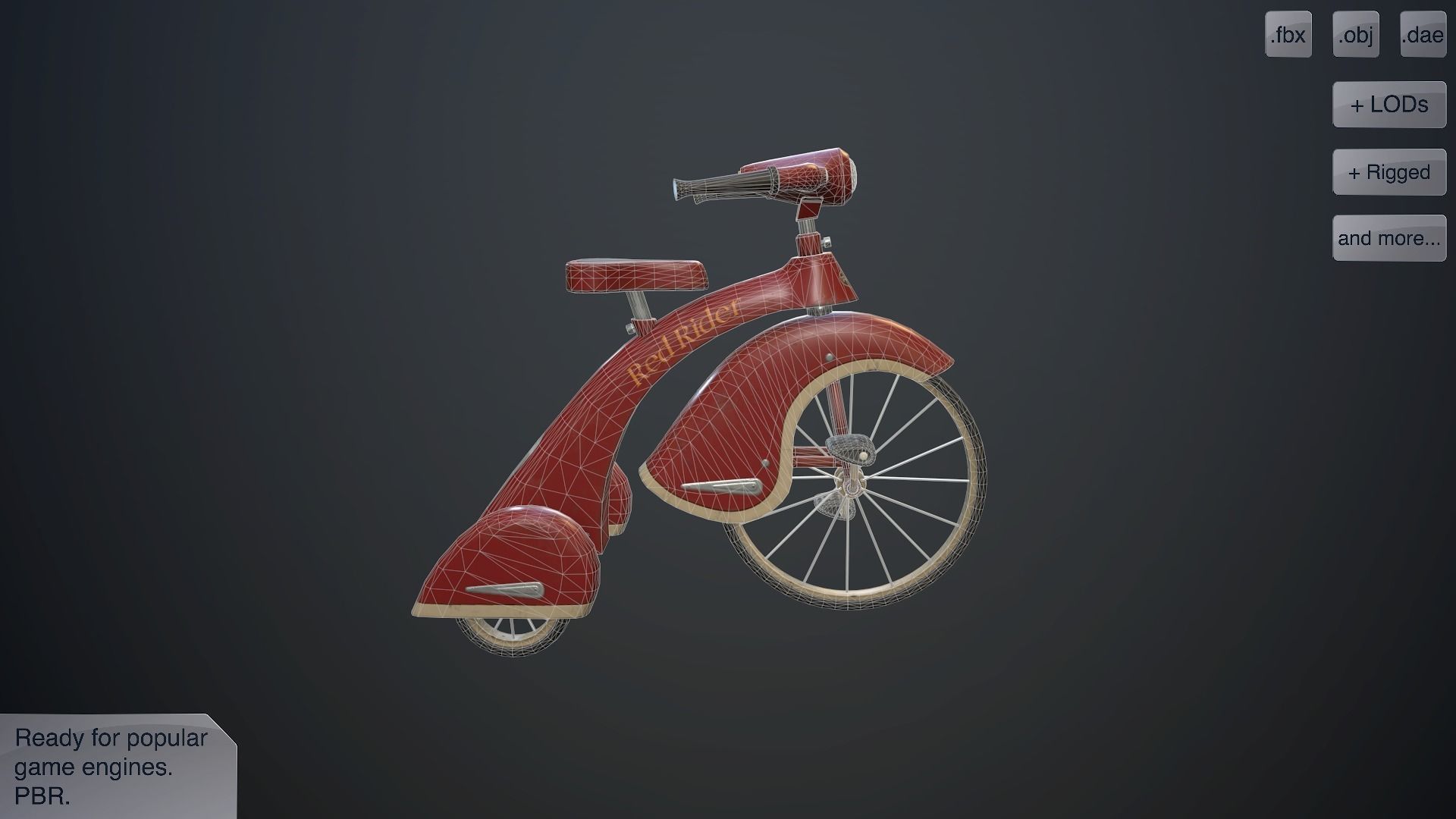 Children bicycle Low-poly 3D model_7
