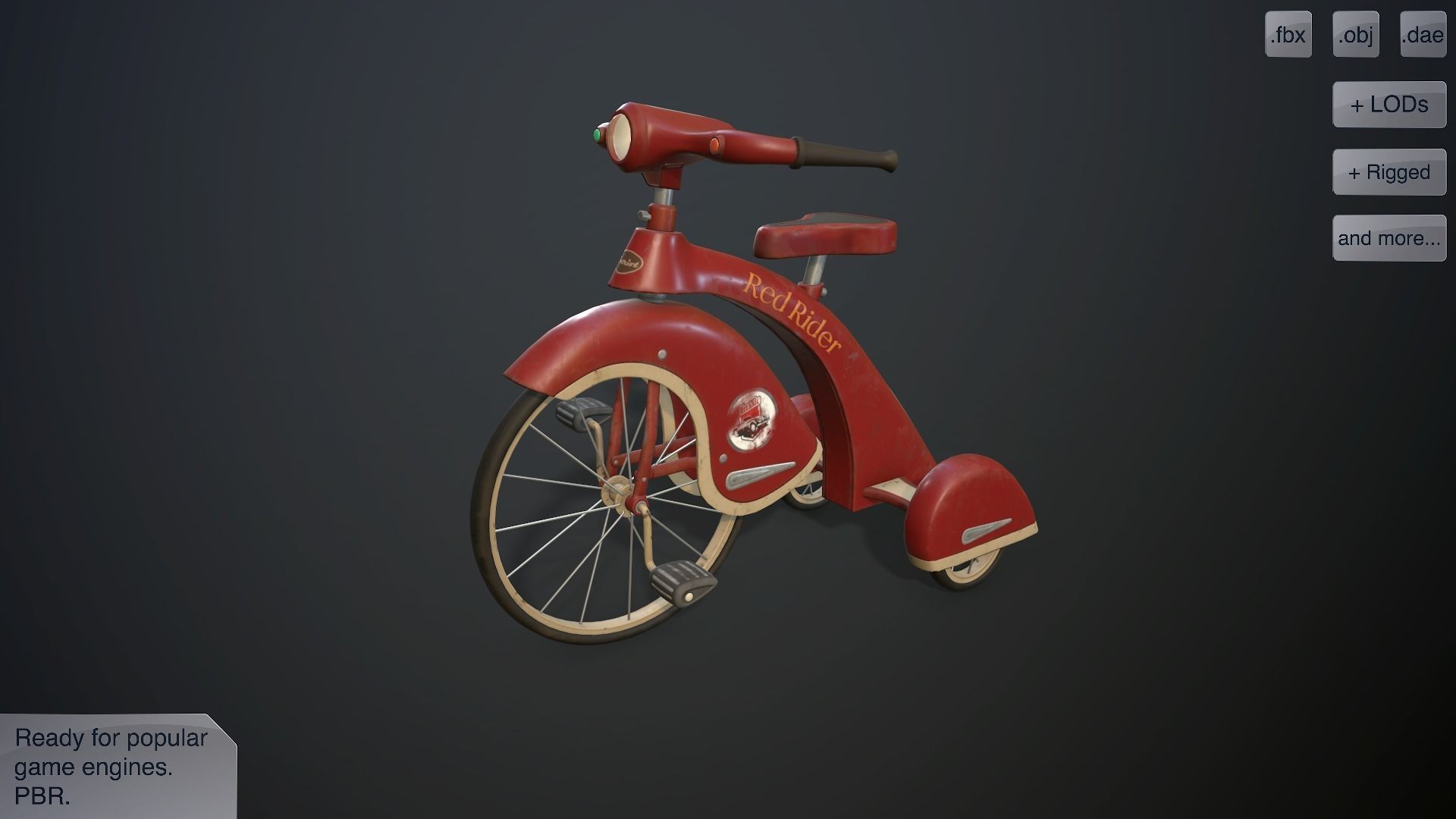Children bicycle Low-poly 3D model_0