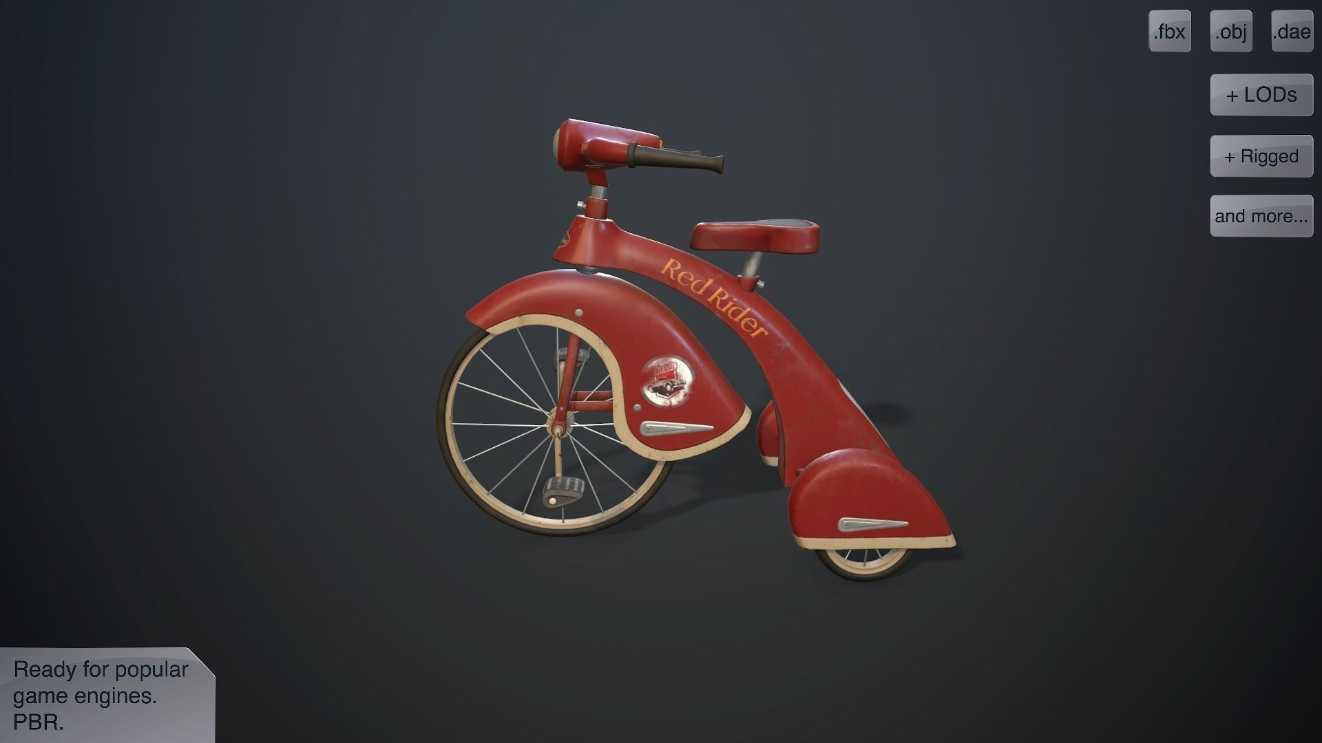 Children bicycle Low-poly 3D model_2