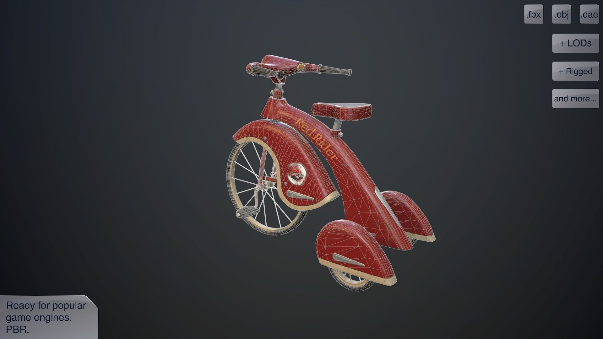 Children bicycle Low-poly 3D model_5