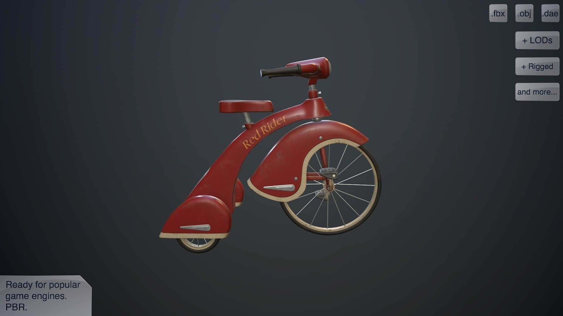 Children bicycle Low-poly 3D model_6