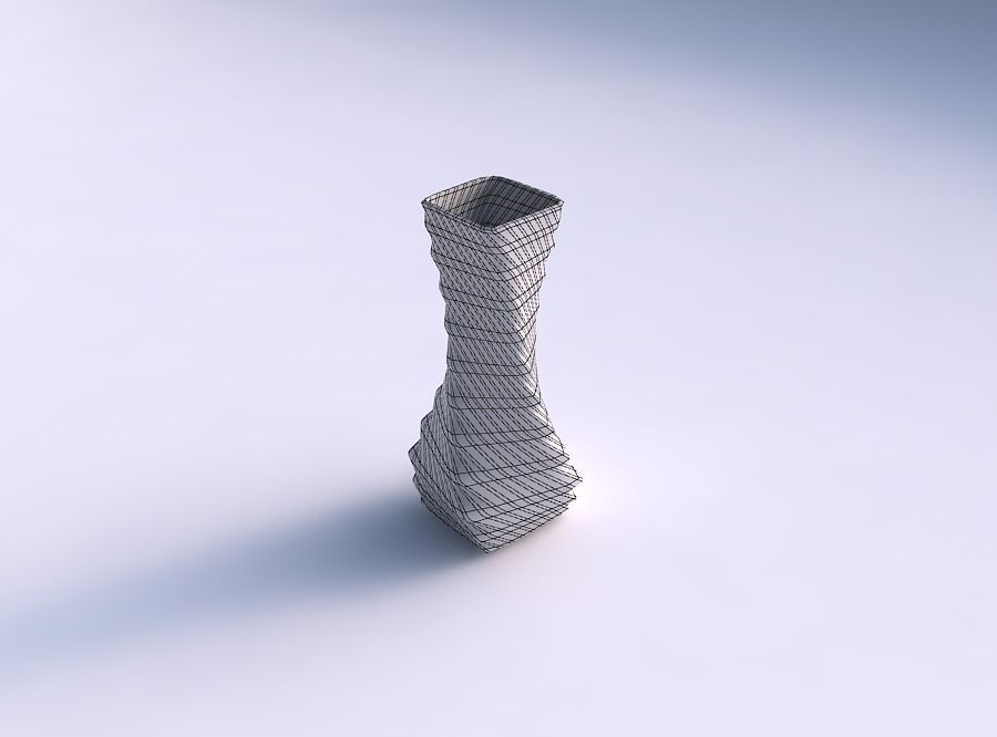 Vase larger opening quadratic with sections and twisted lines 3D print model_5