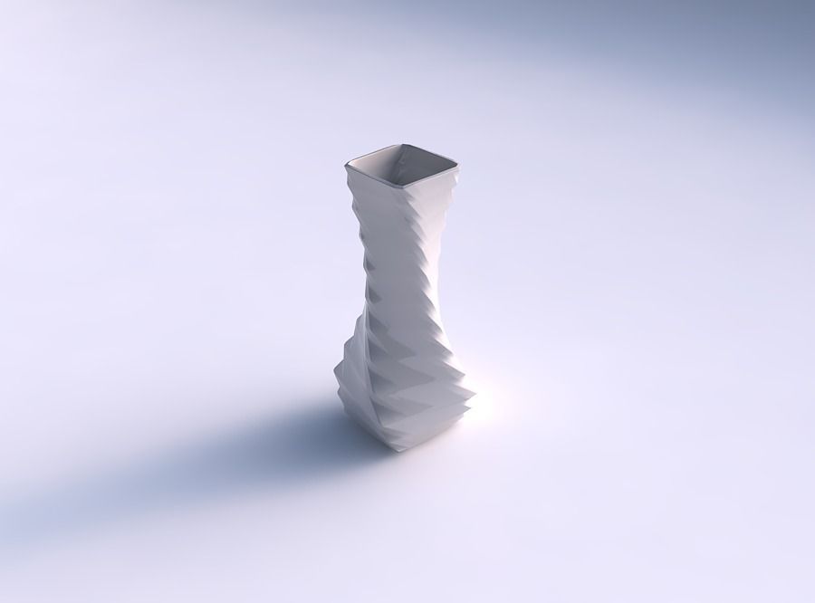 Vase larger opening quadratic with sections and twisted lines 3D print model_0