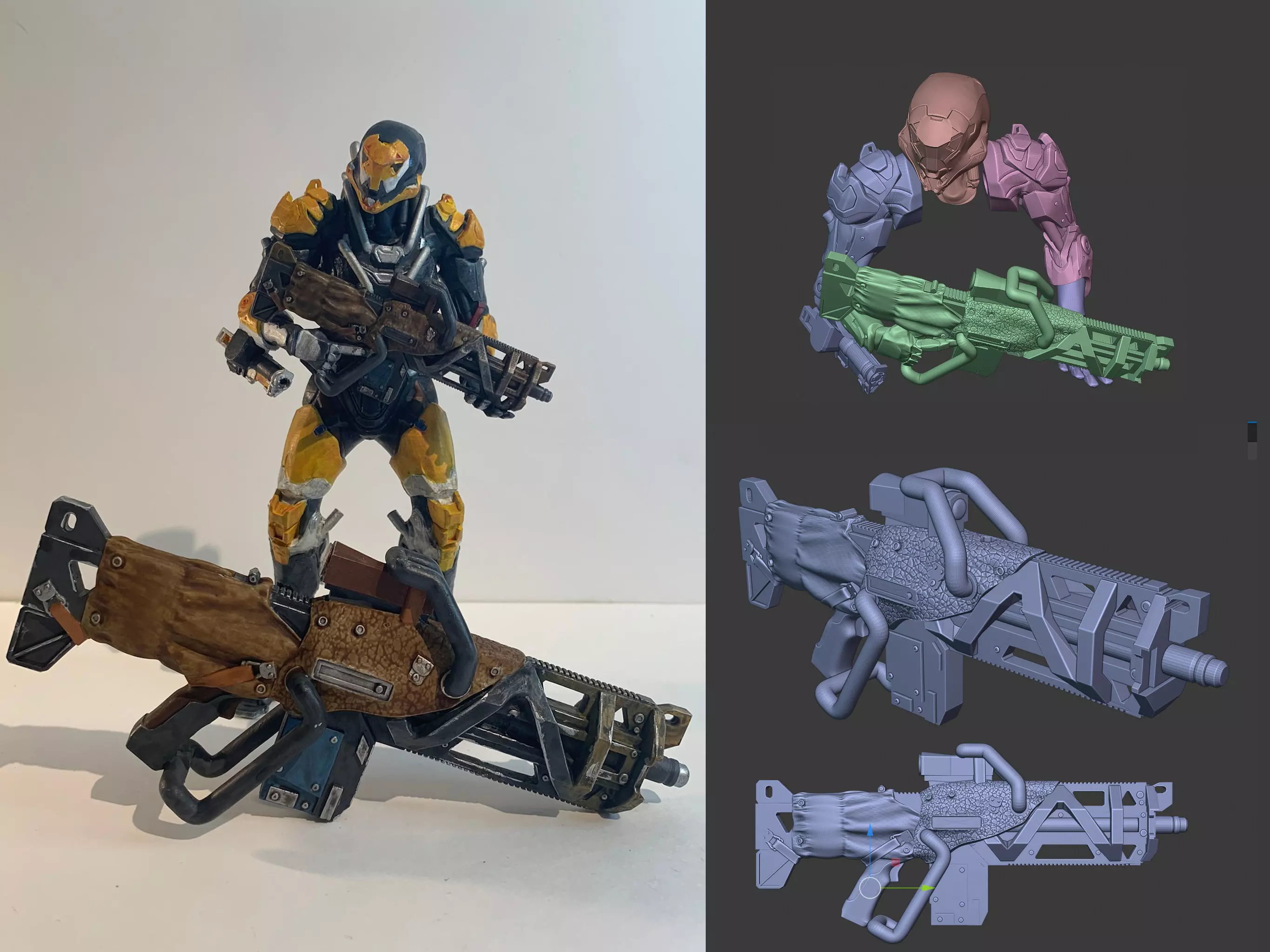 Anthem Defender Autorifle and bonus Ranger Arms and Head Pose 3D print model_0