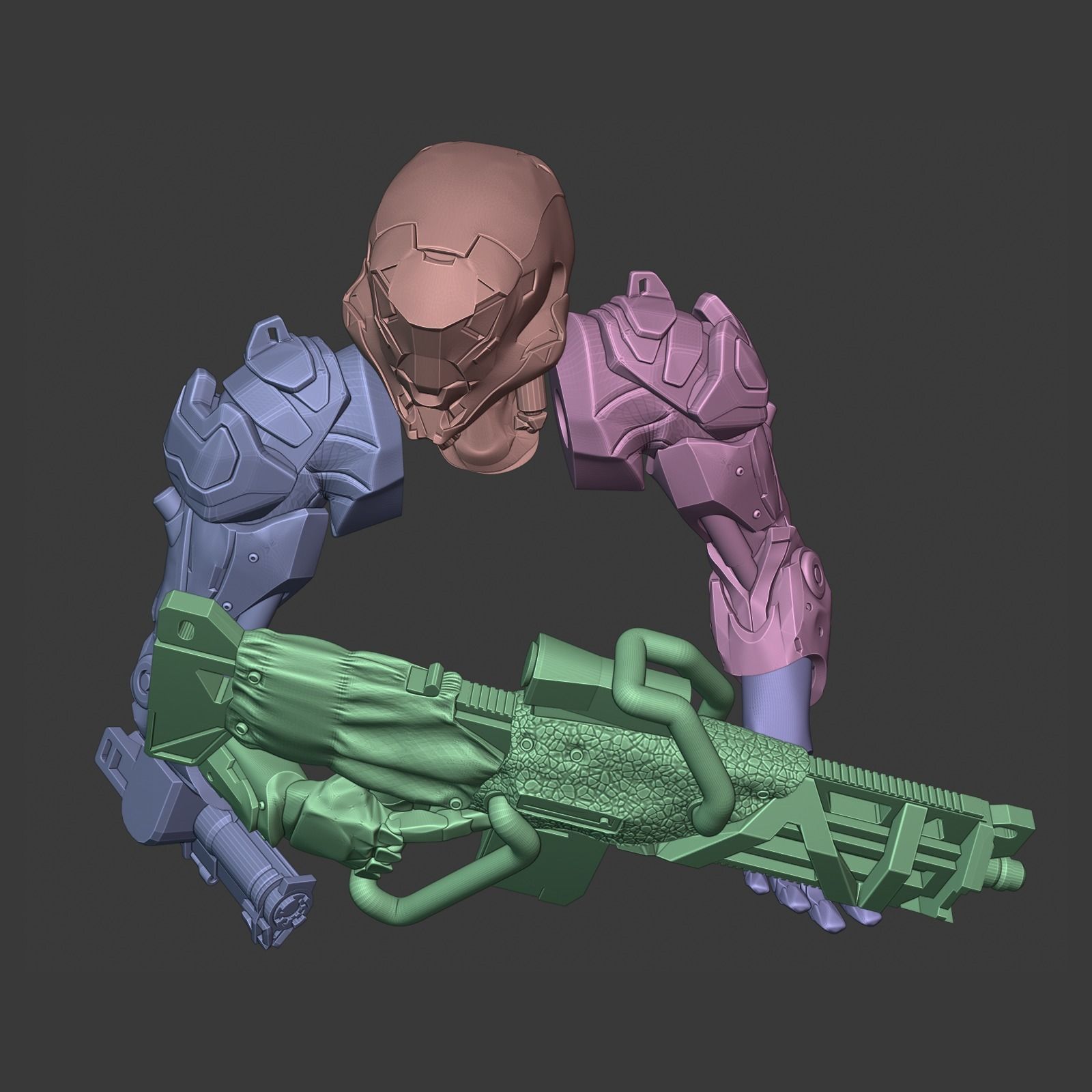 Anthem Defender Autorifle and bonus Ranger Arms and Head Pose 3D print model_4