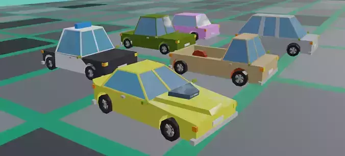 Low Poly Toon Type Cars Free low-poly 3D model