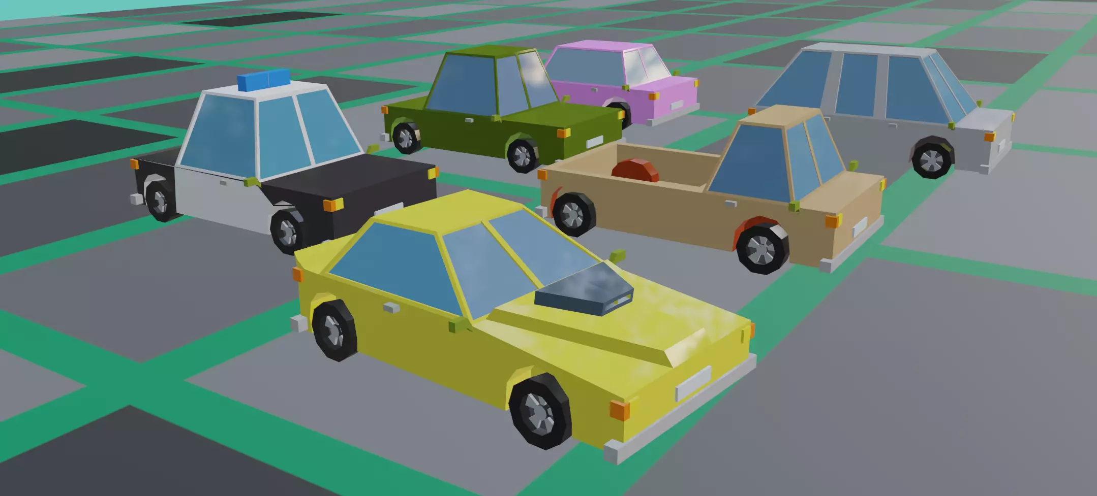 Low Poly Toon Type Cars Free low-poly 3D model