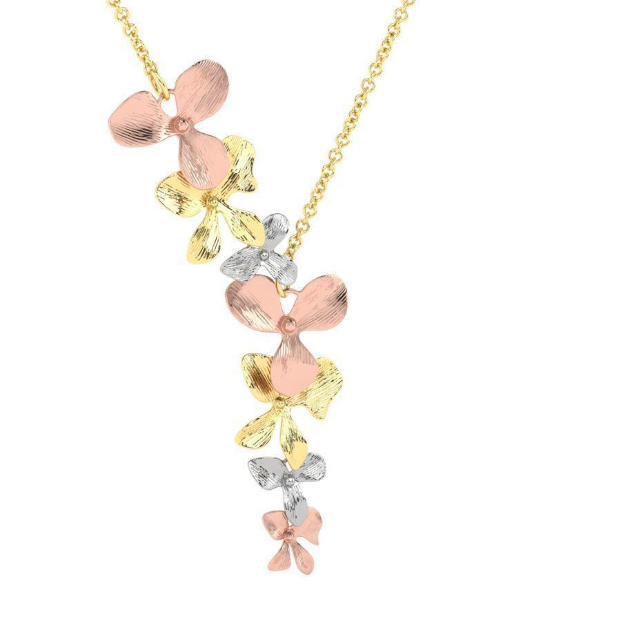 Organic Shaped Jewelry 7 Flowers Pendant Necklace 3D print model_23
