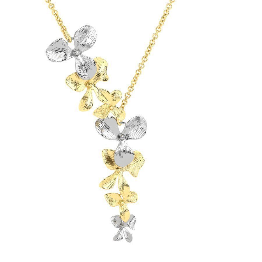 Organic Shaped Jewelry 7 Flowers Pendant Necklace 3D print model_11