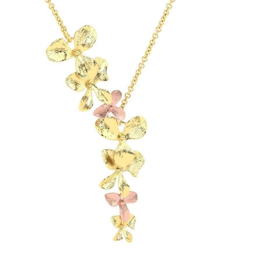 Organic Shaped Jewelry 7 Flowers Pendant Necklace 3D print model_7