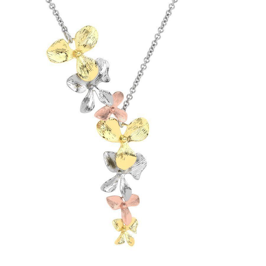 Organic Shaped Jewelry 7 Flowers Pendant Necklace 3D print model_16