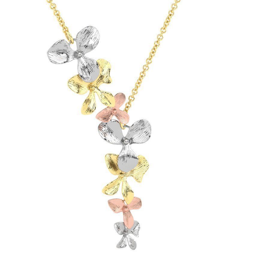 Organic Shaped Jewelry 7 Flowers Pendant Necklace 3D print model_8