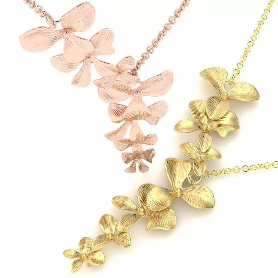 Organic Shaped Jewelry 7 Flowers Pendant Necklace 3D print model_0