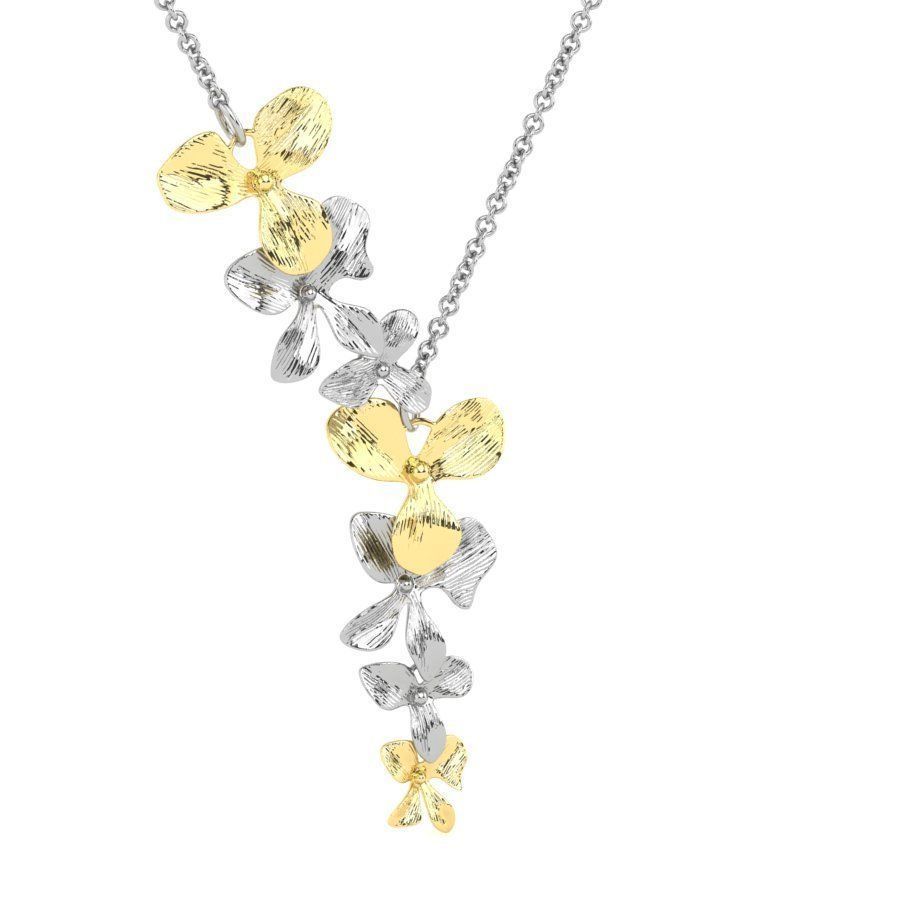 Organic Shaped Jewelry 7 Flowers Pendant Necklace 3D print model_26