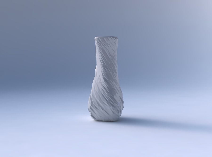 Vase twisted larger opening quadratic with twisted rocky bulges 3D print model_4