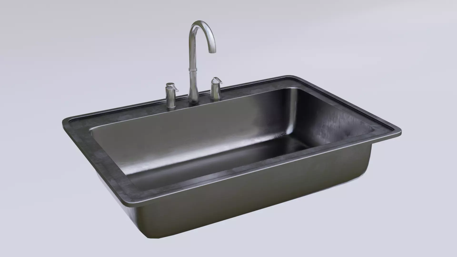 Steel Kitchen Sink Low-poly 3D model