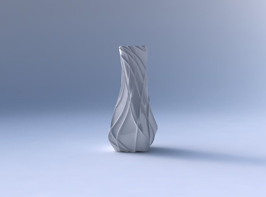 Vase twisted larger opening quadratic with wavy sparse extrud... 3D print model_4