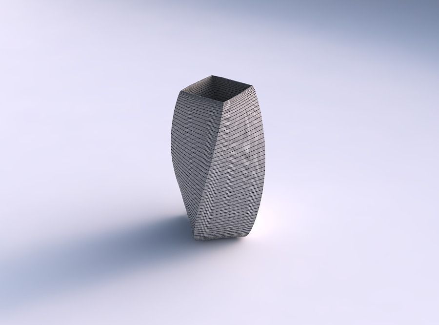 Vase twisted quadratic with bands 3D print model_5