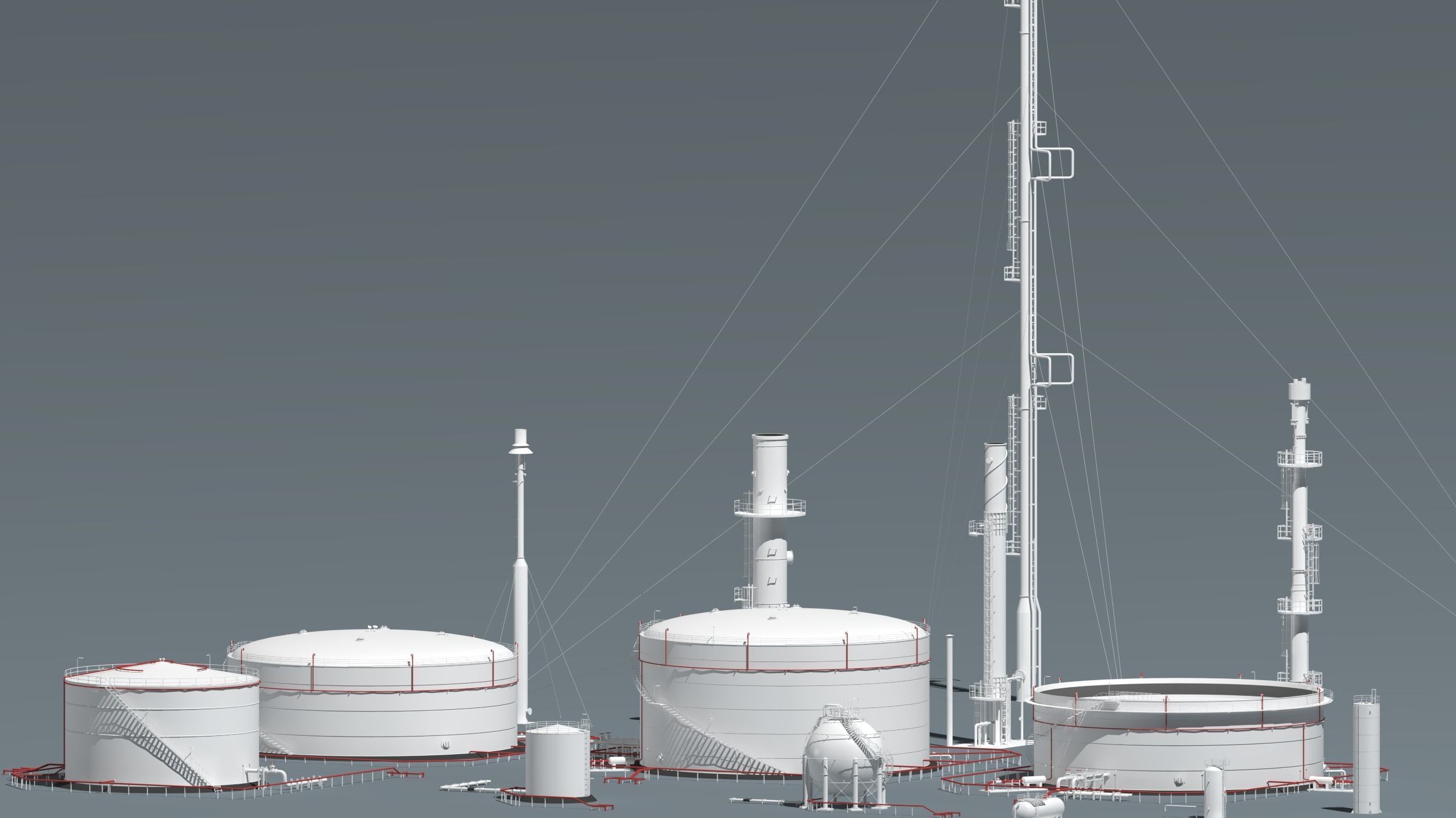 oil tanks and flare stacks  3D model_2