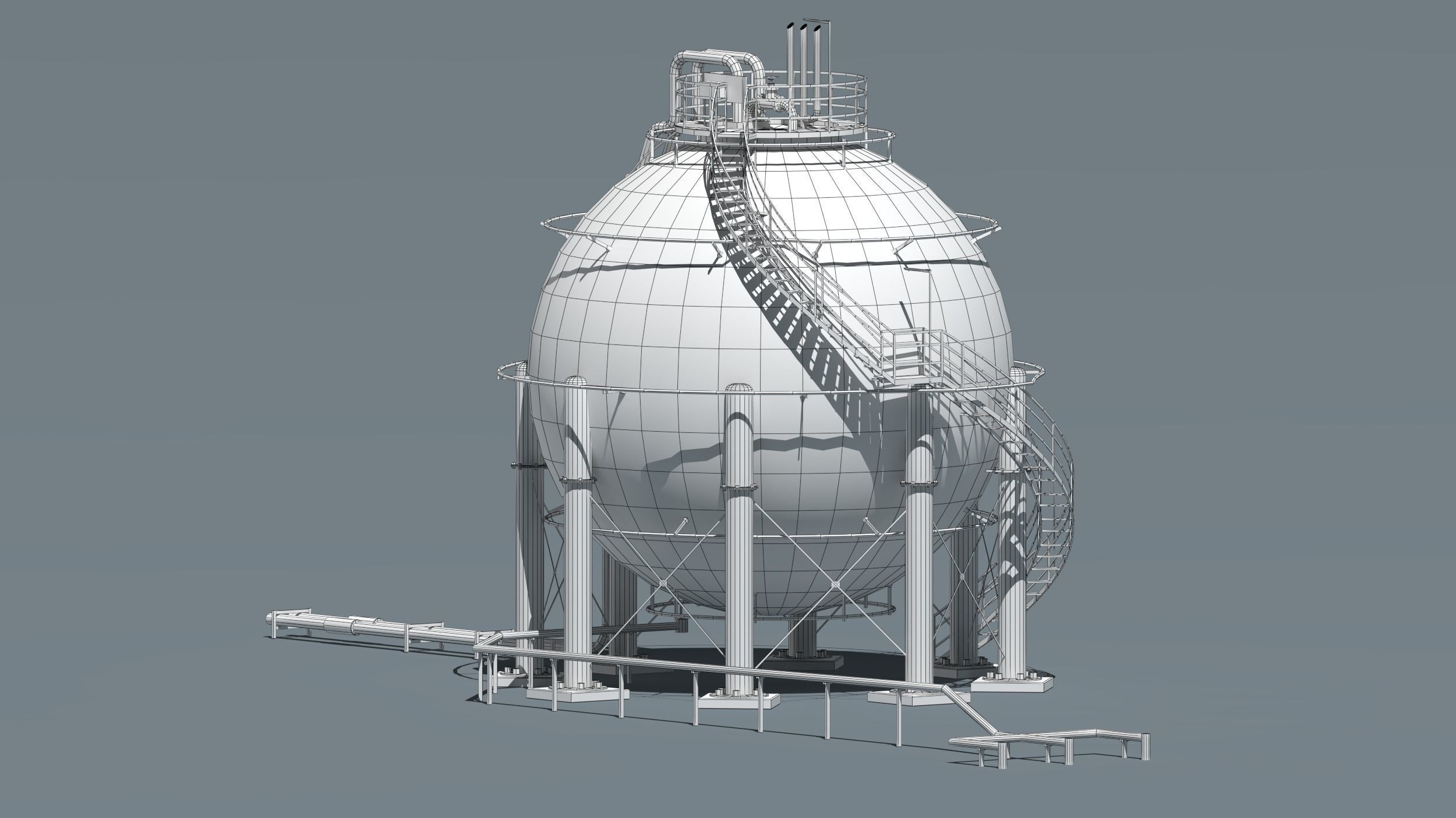 oil tanks and flare stacks  3D model_15