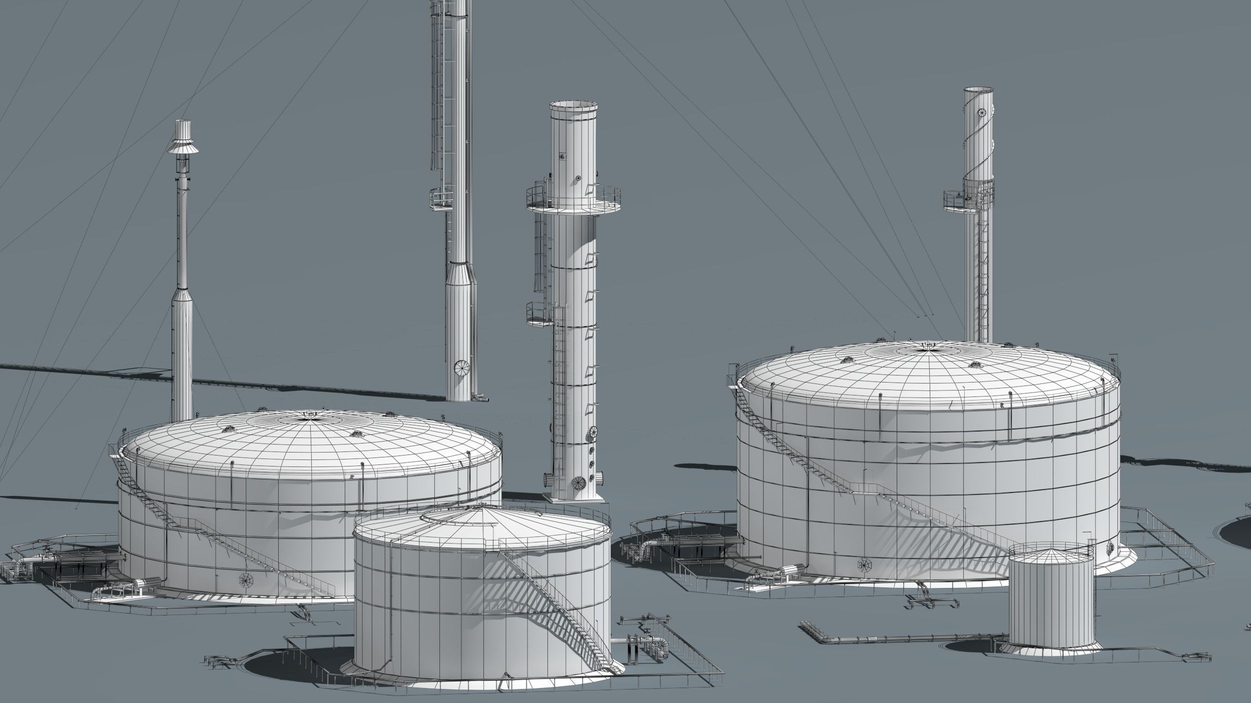 oil tanks and flare stacks  3D model_7
