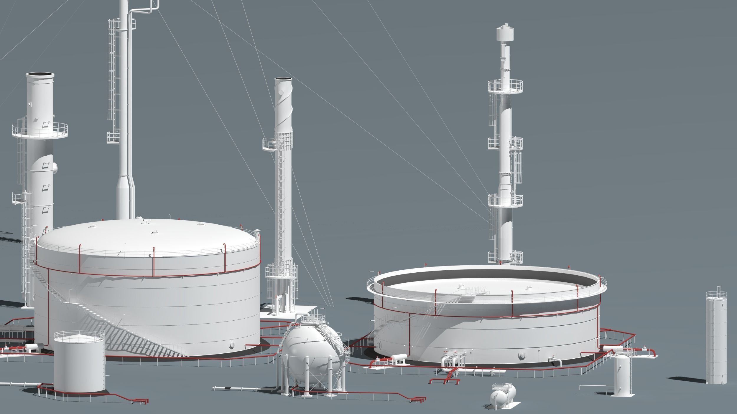 oil tanks and flare stacks  3D model_8