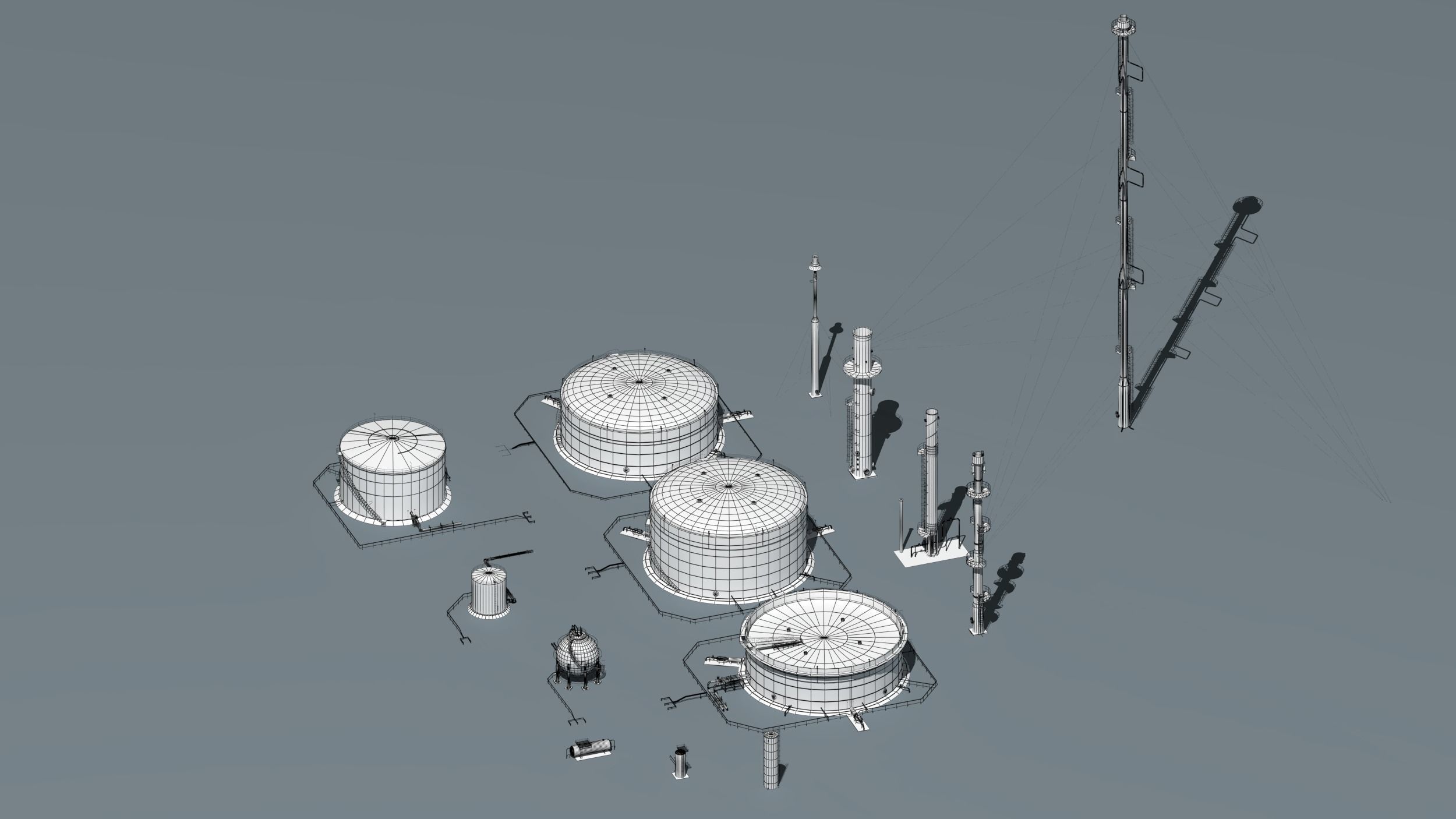 oil tanks and flare stacks  3D model_5