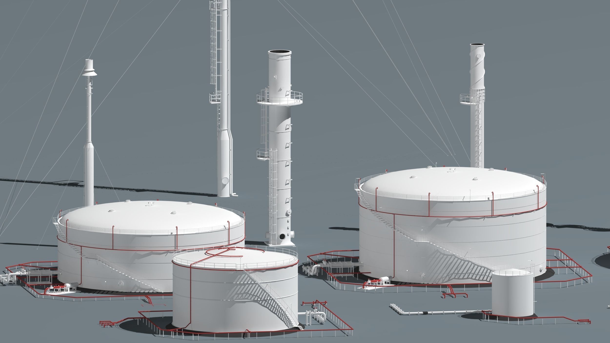 oil tanks and flare stacks  3D model_6